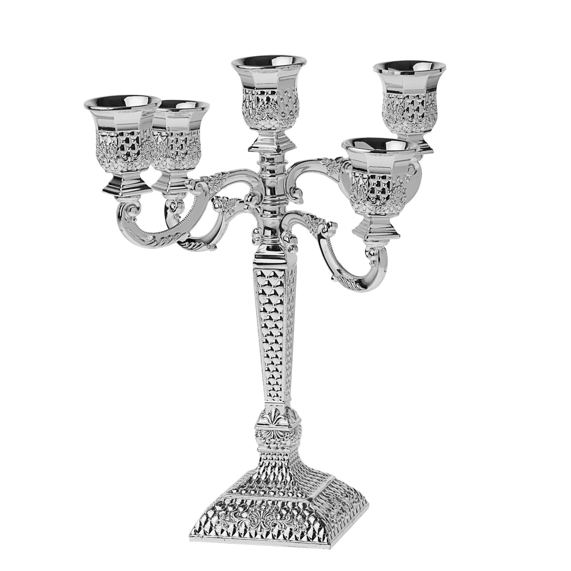 Lot - A Silver Plate five branch candelabra Lot - A Silver Plate five branch candelabra