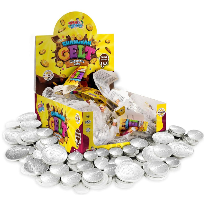 Chanukah Gelt Coins Parve Bittersweet Chocolate Coins Nut Free  24 Mesh Bags 96 coins