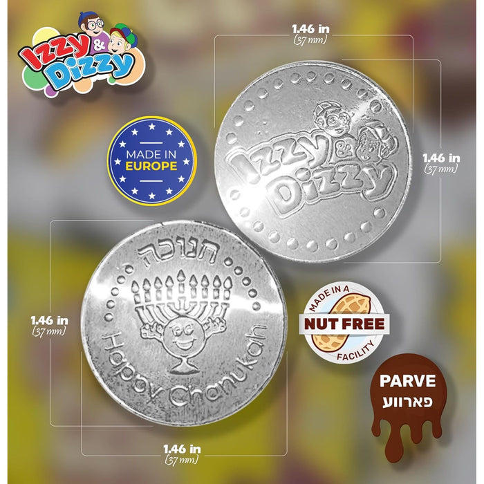 Chanukah Gelt Coins Parve Bittersweet Chocolate Coins Nut Free  24 Mesh Bags 96 coins