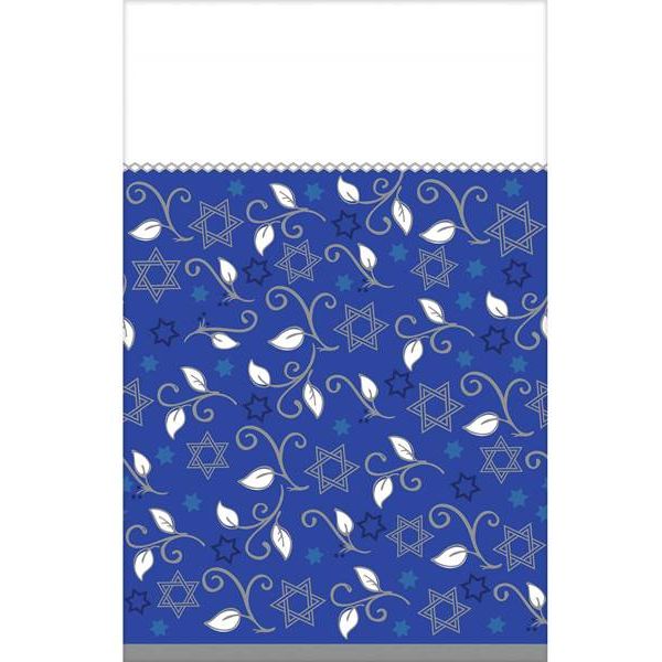 Joyous Holiday Star of David Blue White Paper Tablecover - Great for Holiday & ShabbatTable!