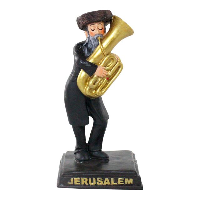 Chassidic Figurine Tube Player Collectible Figurine Resin