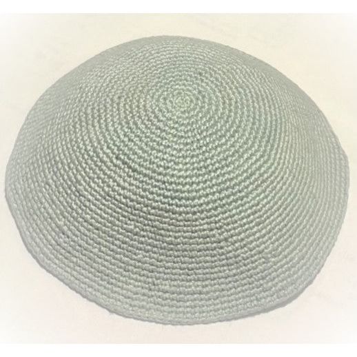 Crochet Gray Green Hand Made Kippah Knit Yarmulke 5"