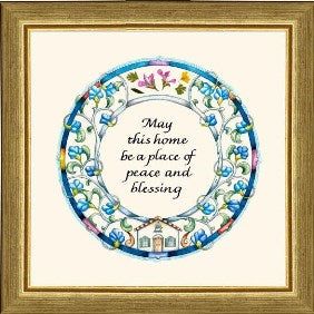 Blessing for a Home "Spring Flowers " English Hand Finished Custom Framed Print by Dvora Black