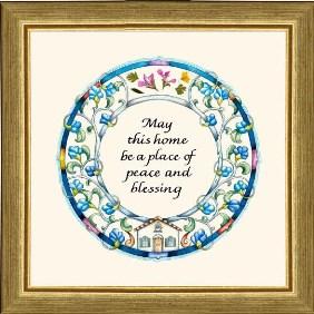 Blessing for a Home "Spring Flowers " English Hand Finished Custom Framed Print by Dvora Black