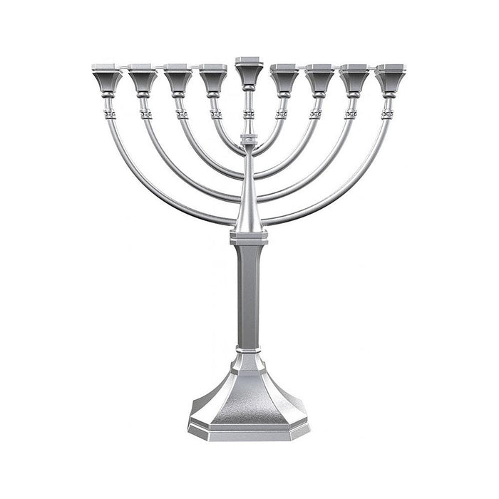 Classic Chanukah Menorah 9.5" x 8" in Satin Silver