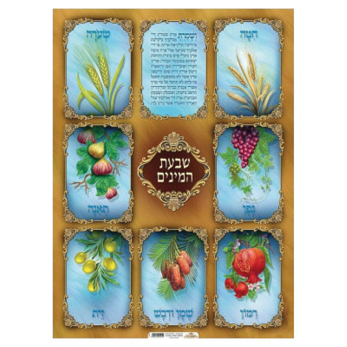 Shivat Haminim Seven Species of Israel Laminated Jewish Poster 20" x 28"