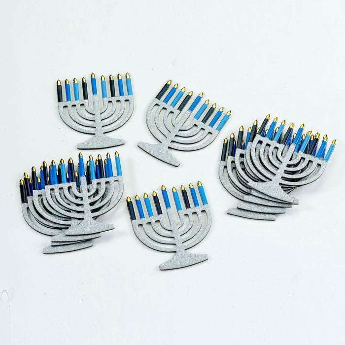Chanukah Decor Tablescatters 12 Foiled & Glittered Menorahs