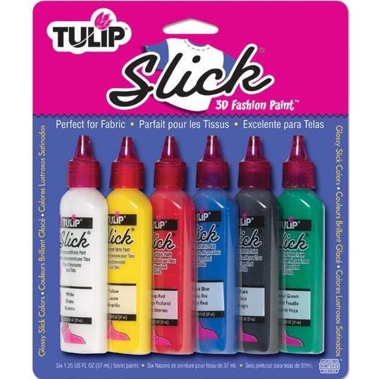 TULIP 3D Fashion Paints Slick Basic Colors - Set of 6 37ml each