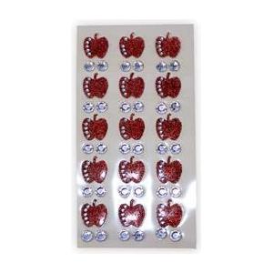 Apples 0.5" & Gems Puffy Glittery Jewish Rosh Hashana Stickers Set of