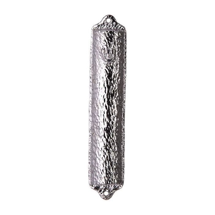 Hammered Silver Stainless Steel Mezuzah 4.5" Kosher Parchment included