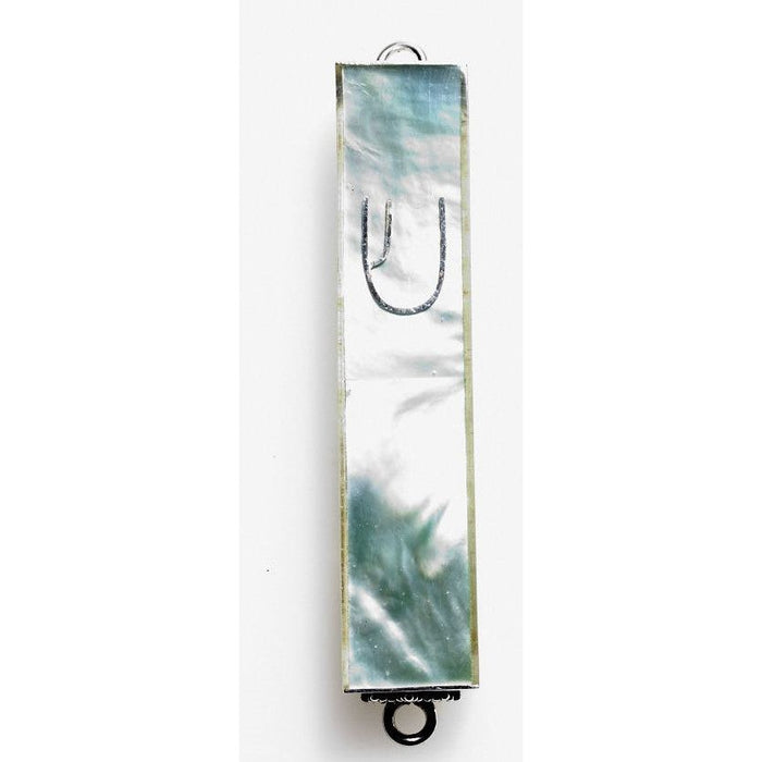 Light Green Bali MOTHER OF PEARL MINI STERLING SILVER MEZUZAH 3" high Kosher parchment included