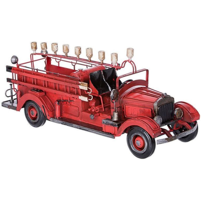 OLD TIME FIRE WAGON  Metal Chanukah Menorah 15" x 3" x 8"