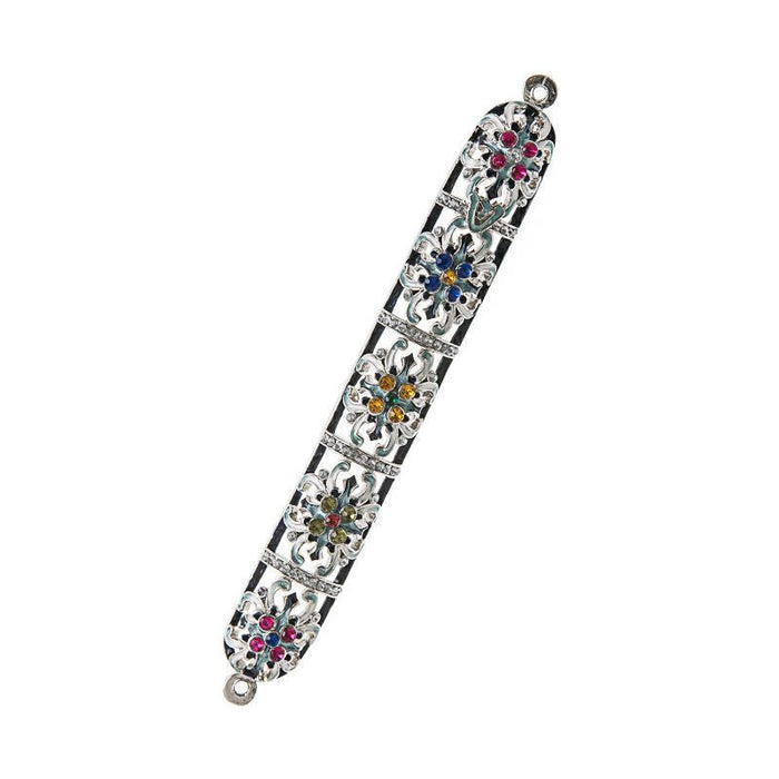 Jeweled Flowers Silver Filigree Mezuzah Kosher $50 Parchment included