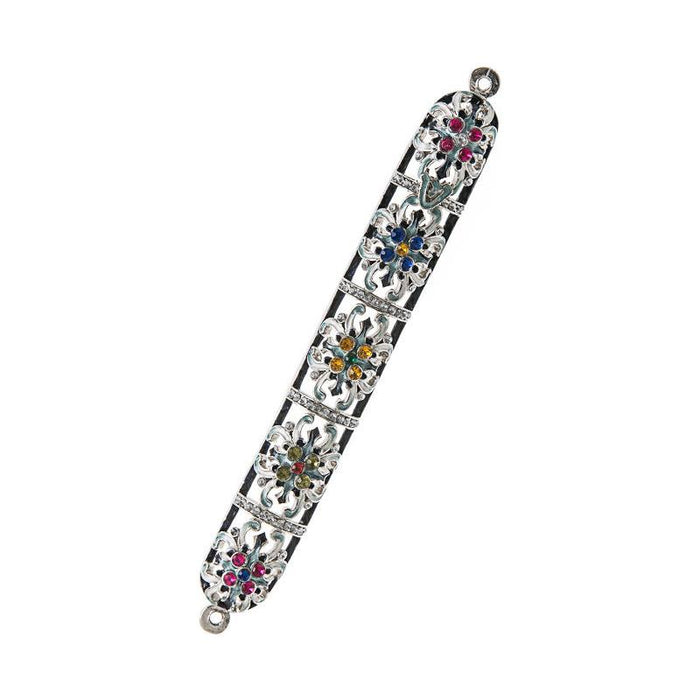 Jeweled Flowers Silver Filigree Mezuzah Kosher $50 Parchment included