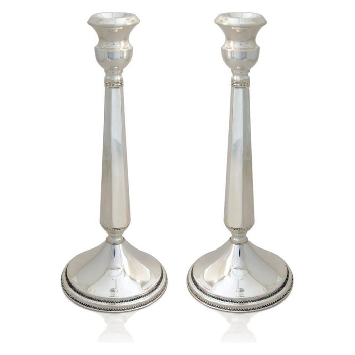 925 Sterling Silver Shabbat Candlesticks 10.5" Made in Israel By Nadav