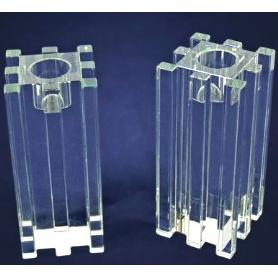 Crystal Shabbat Candlesticks "Pillars of Solomon" 4.75" tall