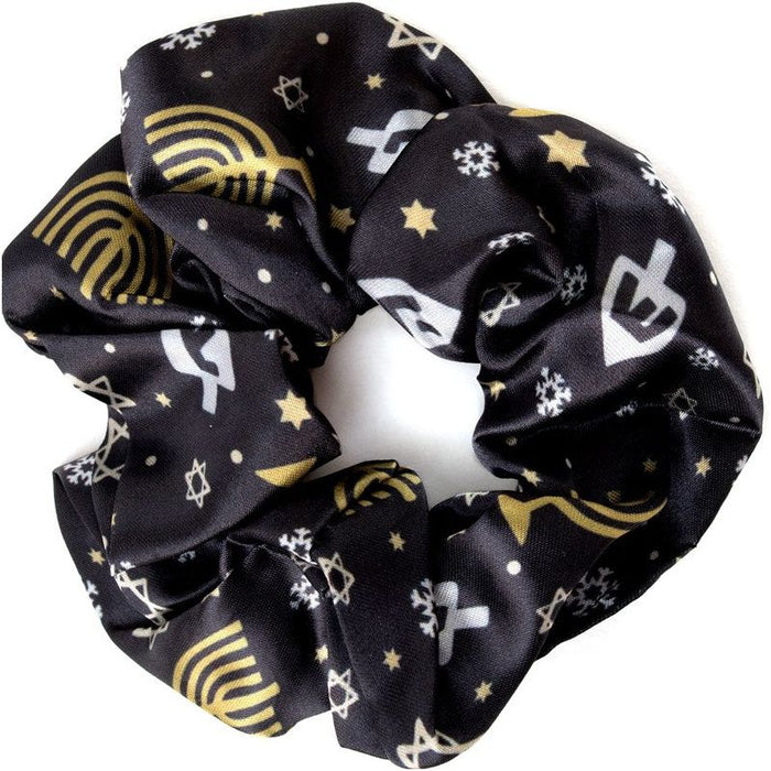 All Over Chanukah Symbols Satin Scrunchie Fabulous Hair Accessory