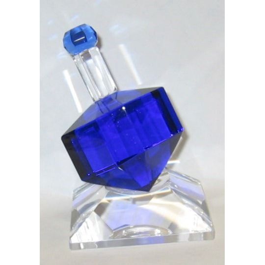 Blue Crystal Dreidel with Crystal Base Comes in Gift Box