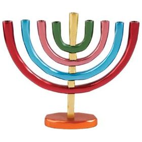 Anodized Aluminium Multicolor Chanukah Menorah Made by Emanuel