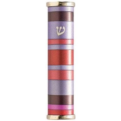 Anodized Aluminum Mezuzah Multicolor Made in Israel By Emanuel 4 designs Kosher Parchment included