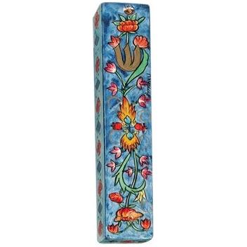 Artistic Wooden Mezuzah "Oriental" Hand Painted in Israel By Emanuel - Kosher Parchment Included