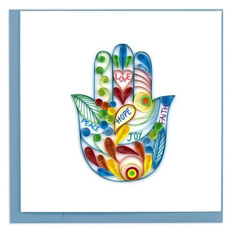 Jewish Luxury Quilling Greeting Card " Hamsa Multicolor " Hand Made