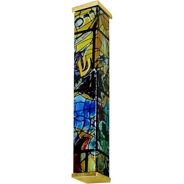 Chagall's Windows Jerusalem Mezuzah by Israeli Designer Hadarya Kosher Parchment included