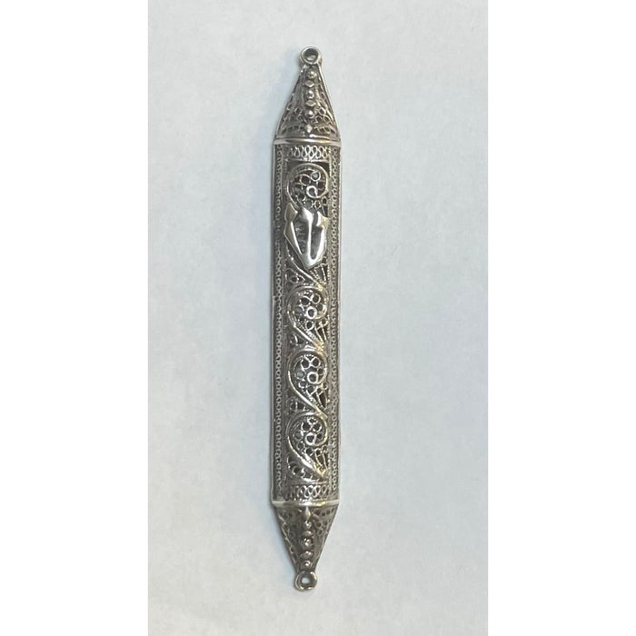 ONLY ONE 925 Sterling Silver Filigree Mezuzah 3.5" Made in Israel Kosher Parchment included