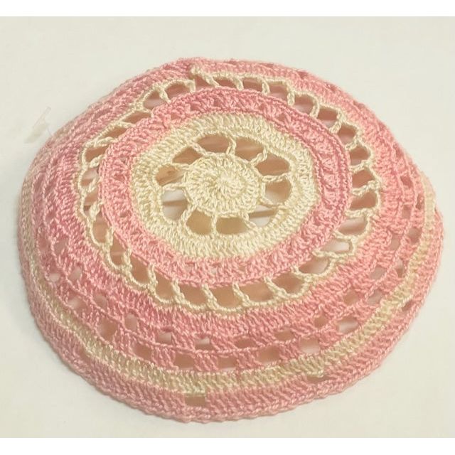 Ladies Women's Lace Crochet Hair covering Custom Hand Made Knit Kippah Yarmulke 5.5" One-of -a kind