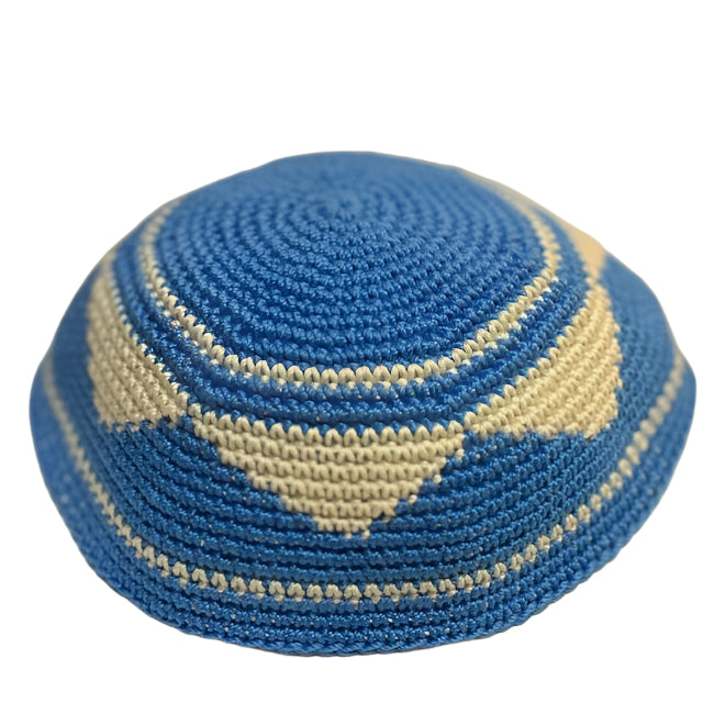 Large Crochet Kippah 8.5" Yarmulke Star of David 100% Cotton Thick Knit Custom Made on Order
