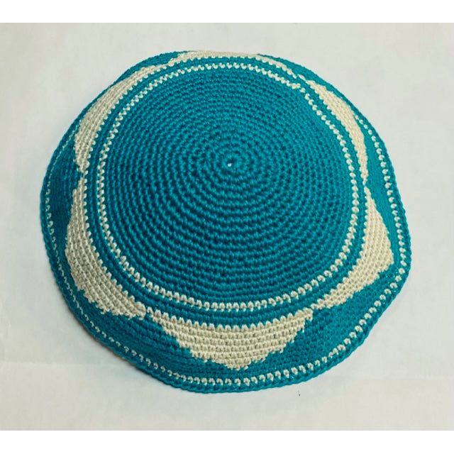 Custom Made 100% cotton Kippah Yarmulke Star of David in Turquoise