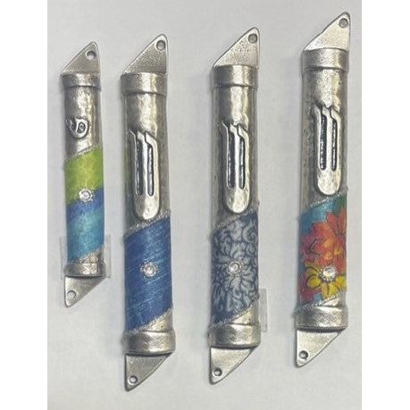 Art Decoupage Decorated Pewter Mezuzah by Lily Art Kosher Parchment included