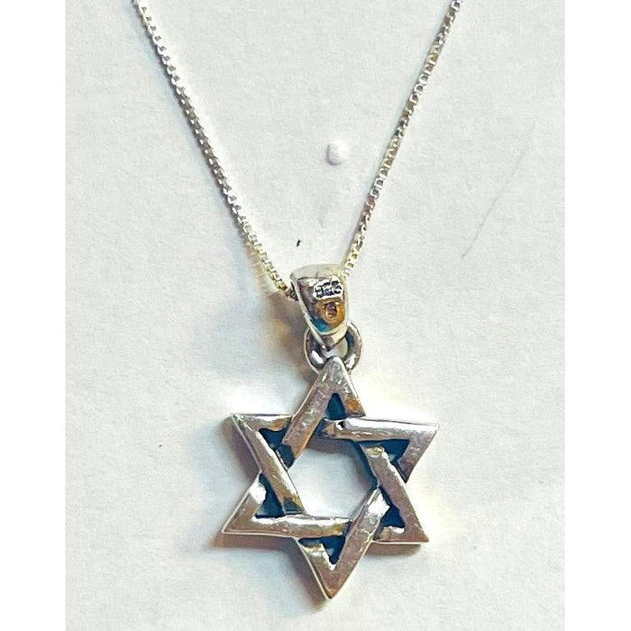 925 Sterling Silver Star of David 0.75" Pendant with Chain Made in Israel