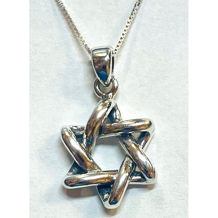 925 Sterling Silver 3D Classic Star of David Pendant 18" Chain  Necklace Made in Israel