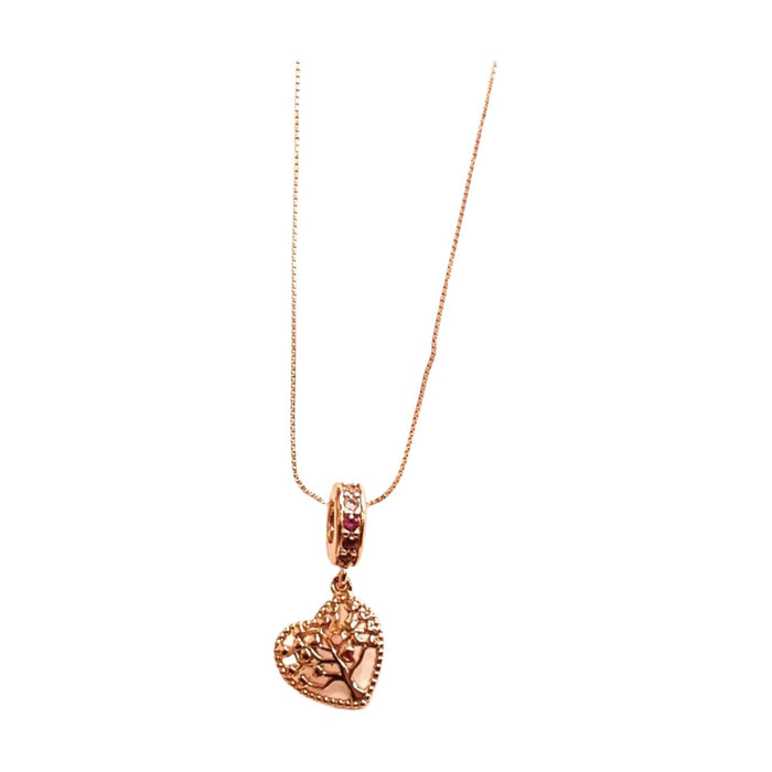 Gold Plated 925 Sterling Silver Necklace Heart Tree of Love Swarovski Stones
