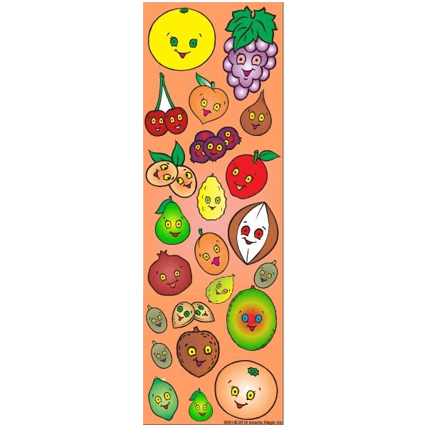 Fruit Smiley Die-cut Jewish Educational Stickers Great for Tu B'Shvat Set of 72