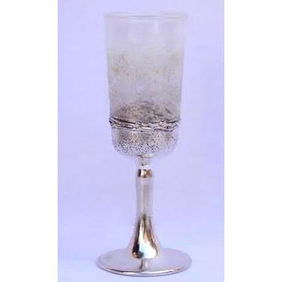Artistic Fused Glass 925 Sterling Silver Kiddush Cup Goblet