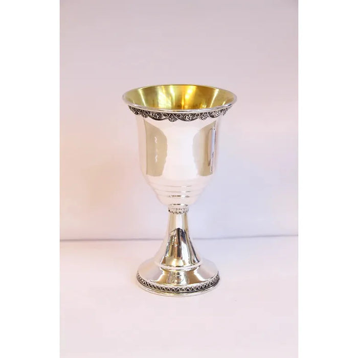 925 Sterling Silver Kiddush Cup 5" tall Made in Israel by Shevach Bros.