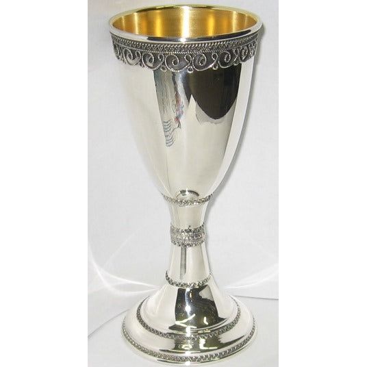 Filigree 925 Sterling Silver Yemenite Kiddush Cup 5.75" Hand Made in Israel by Zadok