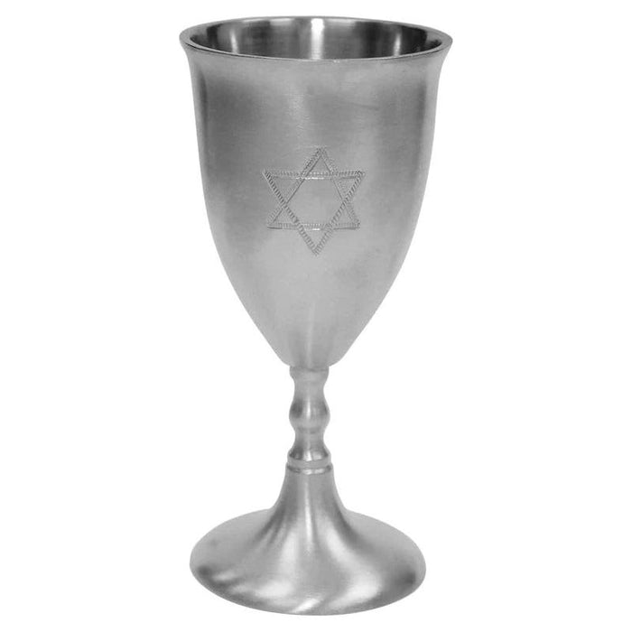 ONLY ONE Pewter Kiddush Cup Goblet 5.5" Star of David with Plastic Insert