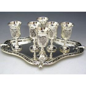 Kiddush / Liquor Cups Set of 6 with Tray