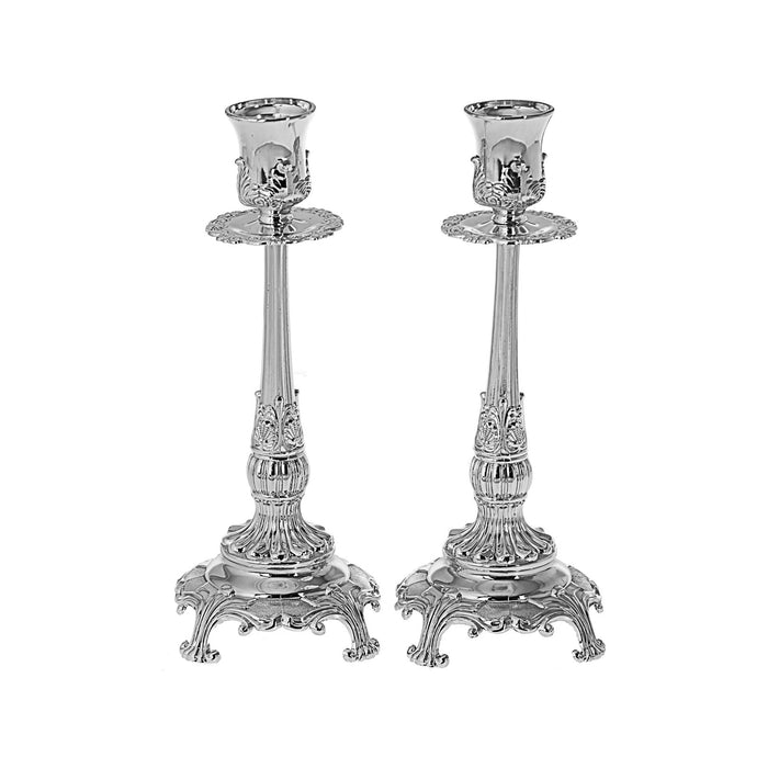 Silver Plated  Shabbat Candlesticks 8" high Set of 2