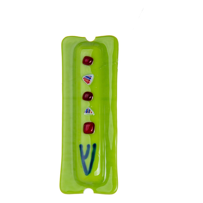 Art Glass Lime Red Mezuzah Hand Made in Colombia $50.00 Kosher Parchment included