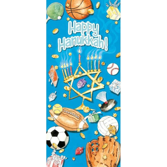 HANUKKAH in Blue MONEY HOLDER Chanukah Gelt Jewish Greeting Card