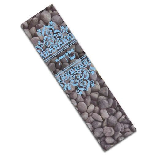 Modern Self Adhesive Mezuzah "River Stones" by Mickie Caspi Kosher Parchment included