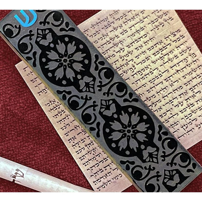 Modern Self Adhesive Mezuzah "Dark Night" by Mickie Caspi Kosher Parchment included