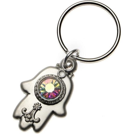 Gemstone Hamsa Jewish Keychain  Variety of Colors! Design may very