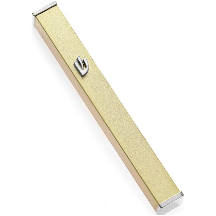 Modern Aluminum Nickel Gold Colored Mezuzah Kosher $50 Parchment included