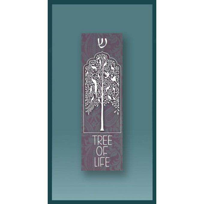 Artistic Grey Tree of Life Car Mezuzah Traveller Prayer included By Mickie Caspi