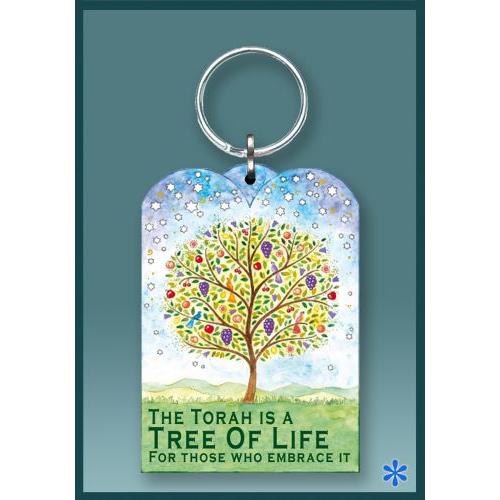 Judaic Acrylic Key Chain Tree of Life Traveller Blessing by Mickie Caspi